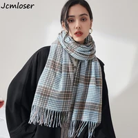 2021fashion brand cashmere women plaid scarf designer winter warm shawl wrap bandana pashmina long tassel female foulard blanket