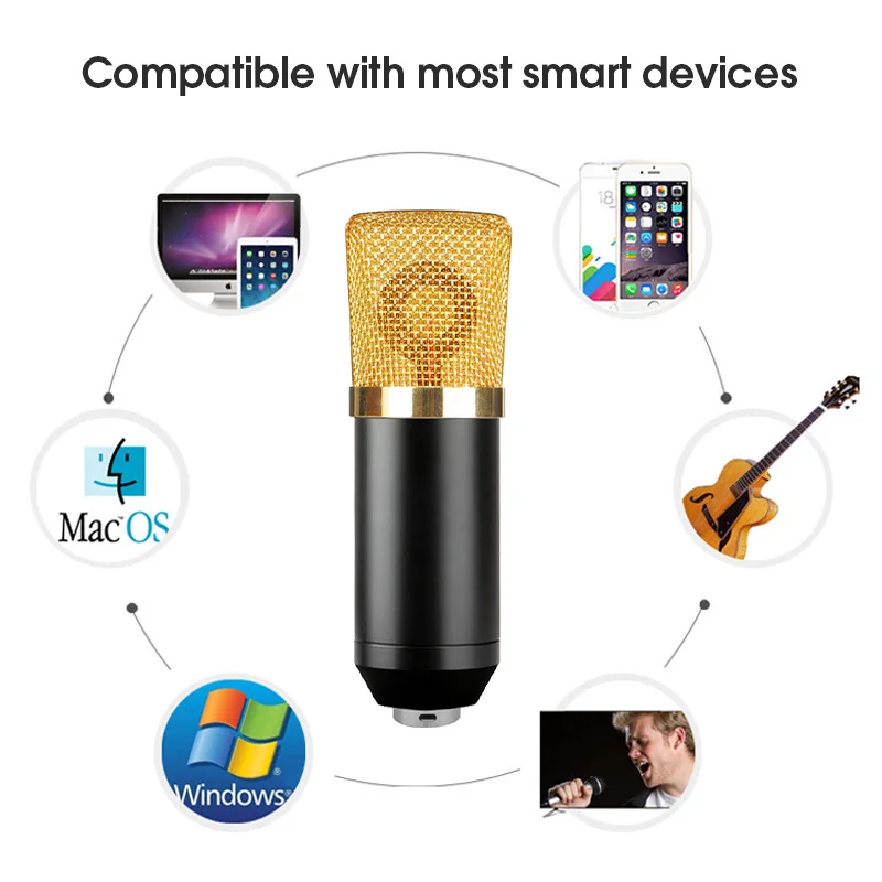 

Professional Microphone BM700 Studio Stereo Recording Microphone Sound Card for PC Computer Gaming Podcasting Karaoke mic kit