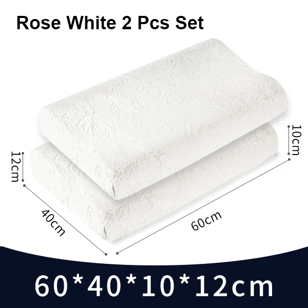 Rose White Set Фиолетовый Латекс 60x40 Таиланд чистый натуральный латекс подушка для коррекции шеи шейки шеи защиты позвонков ортопедические Контурные постельные принадлежности Подушка - Цвет: Rose White Set