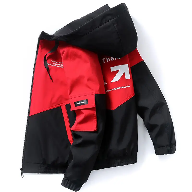 2020 spring and autumn clothes Men Jacket Size 3XL Outwear Hooded Coat Slim Parka men's hooded fashion printed jacket | Мужская