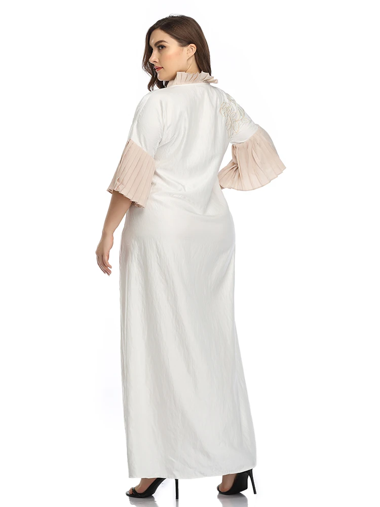 2021 Abaya Long Spring Womens Ladies Dresses Butterfly Sleeve Plus Large Size Fashion Elegant Ramadan Maxi White Dress