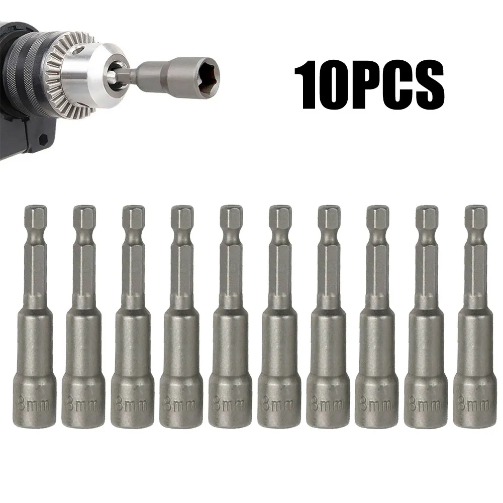 10 Pcs 8mm Hex Socket Magnetic Tech Screw Driver Drill Bit Nut Setter Roofing Cladding Cover For Electric Drill Accessories