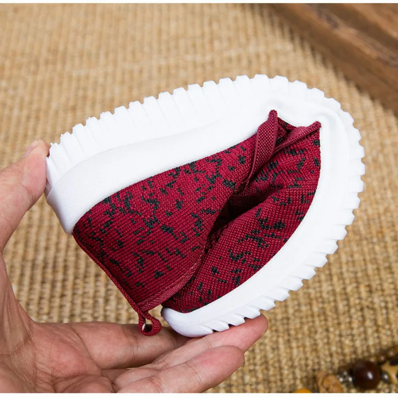 

Ballet Flats Women Red Comfortable Knitted Slip-on Shoes Women's Loafers Ladies Platform Creepers Grandmother Mom Sport Sneakers