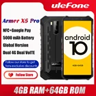 Ulefone Armor X5 Pro Прочный Водонепроницаемый Смартфон 4 ГБ+64 ГБ Android 10,0 Сотовый телефон NFC 4G LTE Мобильный телефон