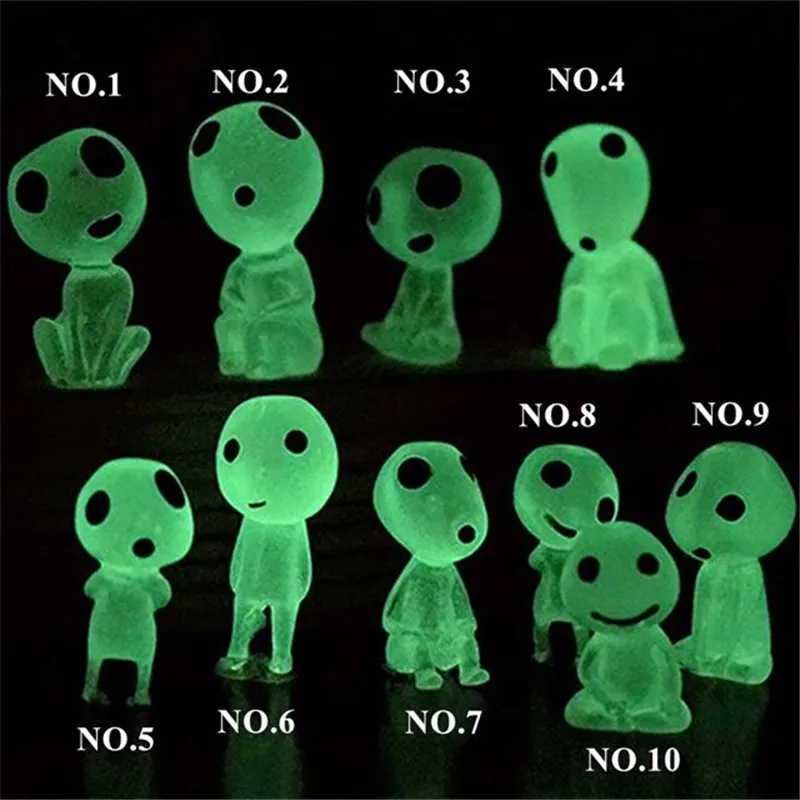 

10Pcs Princess Mononoke Mini Luminous Tree Elves Halloween Party Luminous Fairy Doll Ornament Cute Resin Decoration Garden Decor