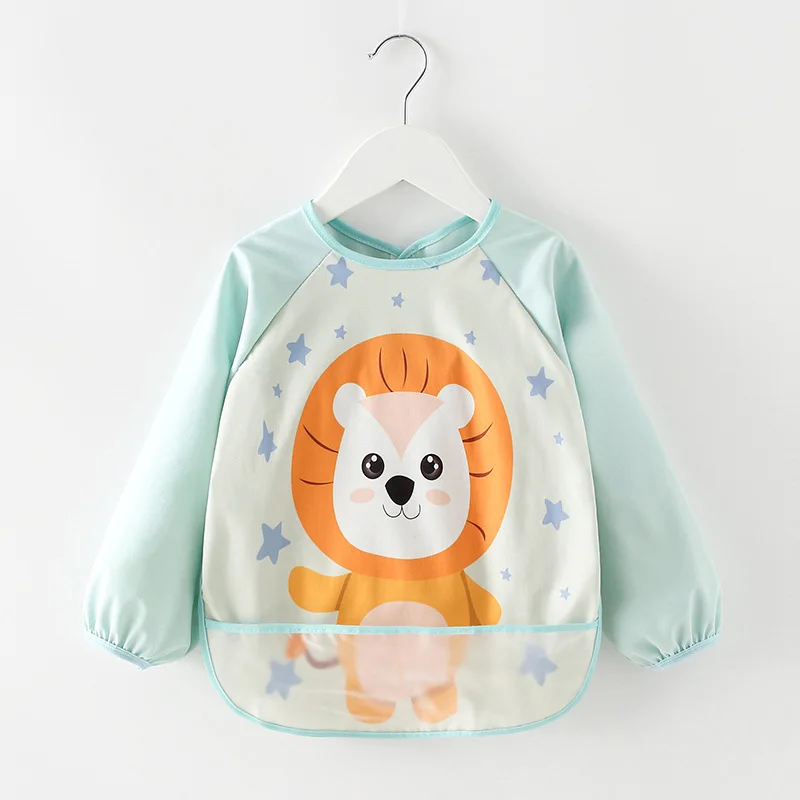 Style 7 lion Милый детский нагрудник малыша Baberos Bavoir водонепроницаемый передник с длинными рукавами Мультяшные животные Дети Кормление комбинезон детские вещи - Цвет: Style 7 lion