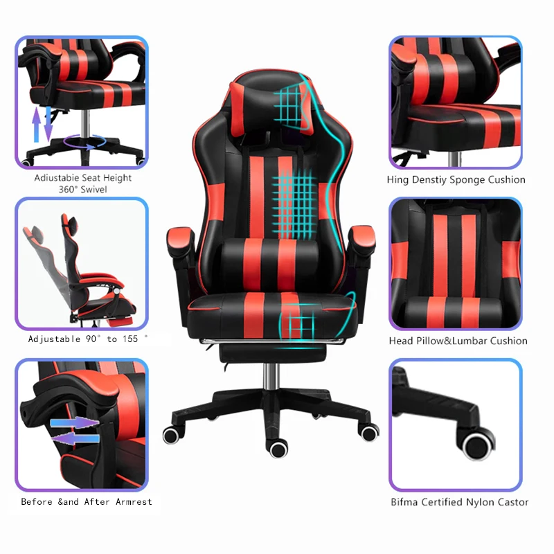 New racing synthetic leather gaming chair Internet cafe computer comfortable home chair|Офисные стулья| |