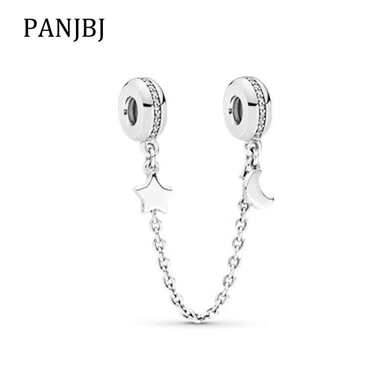 Authentic 925 Sterling Silver Beads Charm Personal Galaxy Safety Chain Charms Fit Pandora Bracelet Women Diy Jewelry