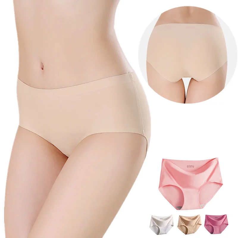 Женские трусы шелковистые бесшовные с низкой посадкой большие размеры|Женские