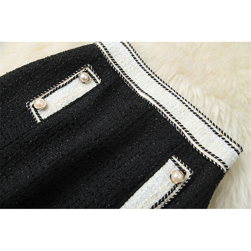 

2020 New Autumn Winter Suit Women Fashion Runway Two Piece Outfits Long Sleeve Tweed Woolen Jacket and Skirt Matching Sets