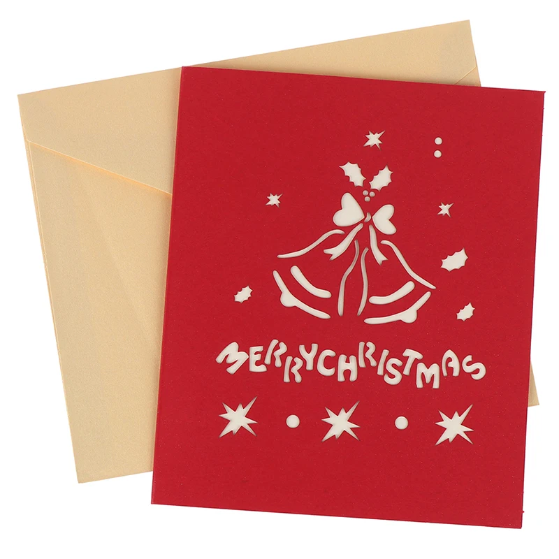 1 шт. 3D всплывающие поздравительные карты с конвертом колокольчик лазерная резка