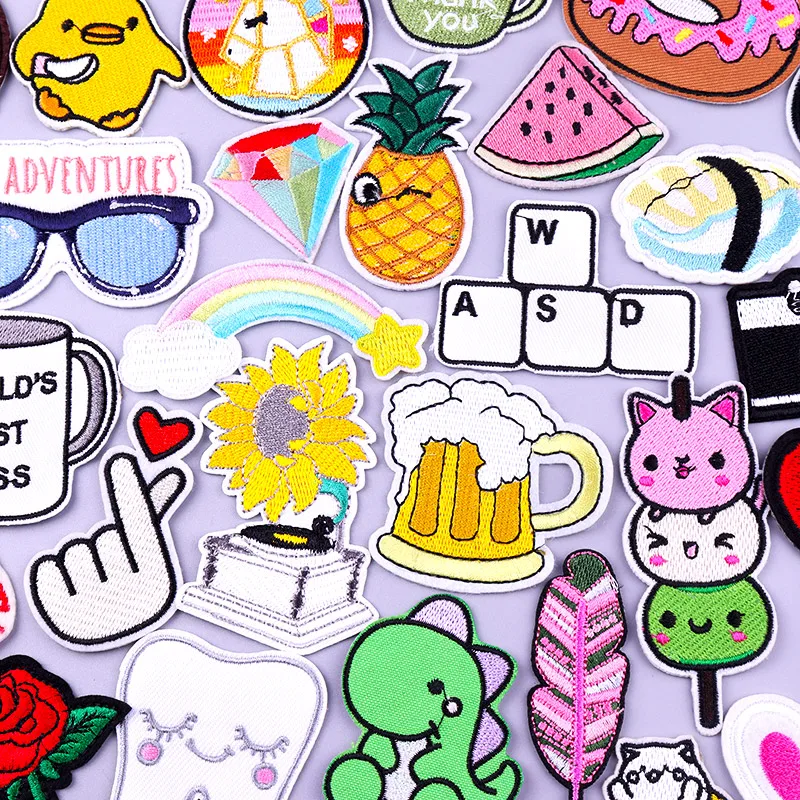 46 стилей оптовая продажа Мультяшные Подсолнухи вышивка арбузом термоклейкие