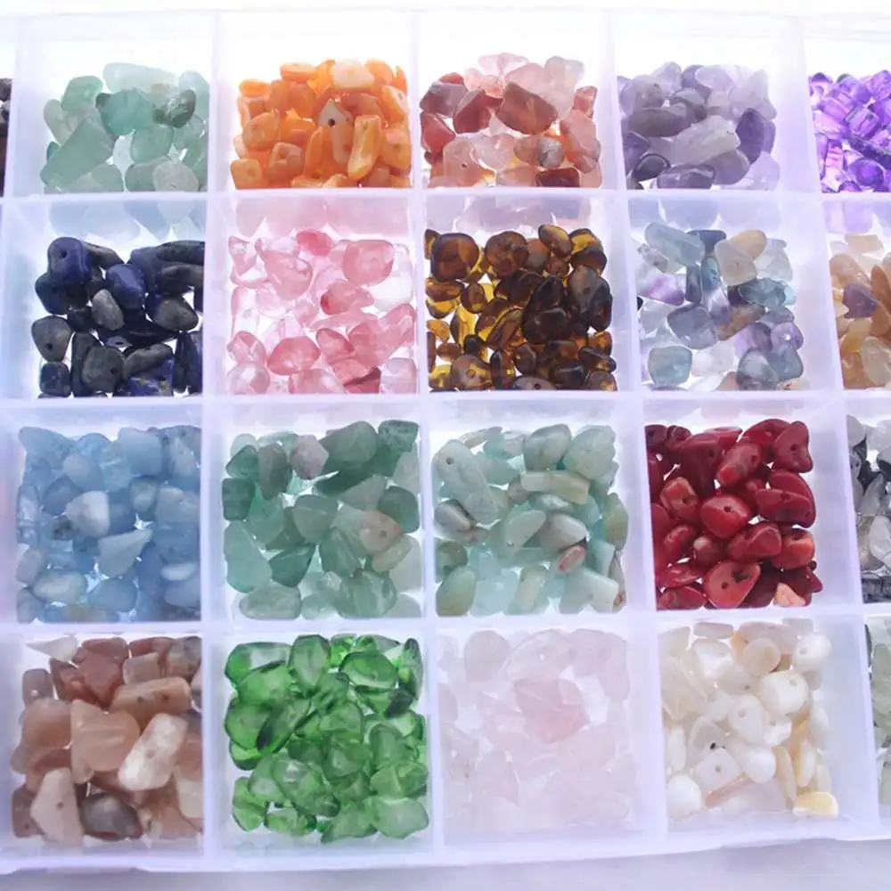 

24 Grids Gemstone Beads Irregular Assorted Box Set Loose Bead for Jewelry Making DIY Stone Craft Home Decotation