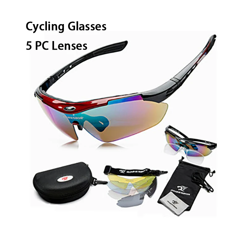 

5 цветов, линзы из поликарбоната, очки для велоспорта, езды на велосипеде, альпинизма, вождения, УФ-защита, спортивные солнцезащитные очки св...