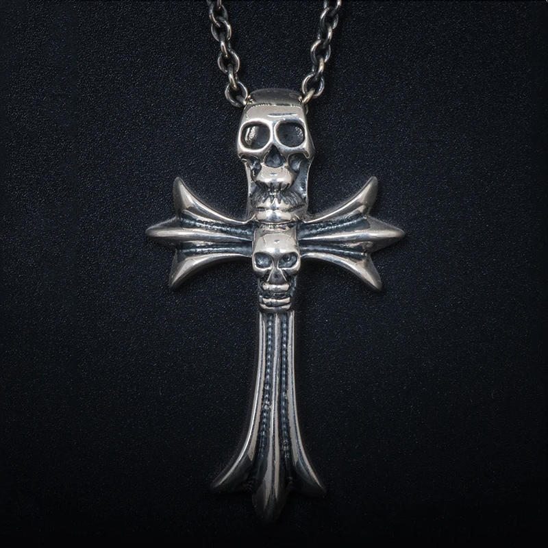 Модные ювелирные изделия в стиле панк 925 пробы Серебряная Подвеска Крест с