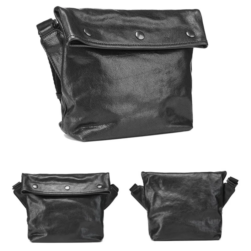 Retro fashion designer natural genuine leather men's shoulder bag daily weekend work youth rivet cowhide messenger bag