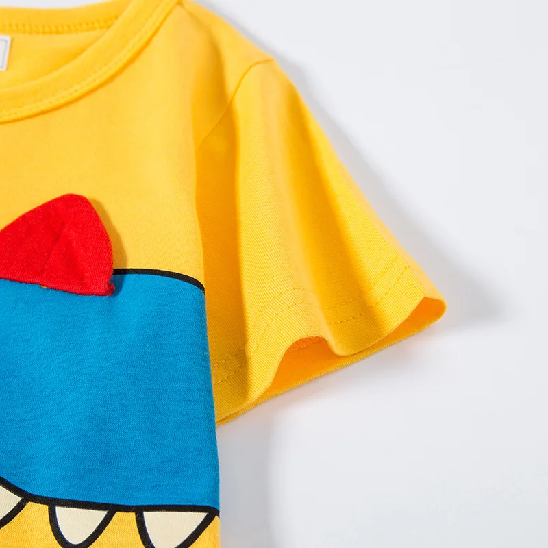 

summer Korean three-dimensional dinosaur cartoon children's tops boys' foreign clothes children's wear short-sleeved T-shirts