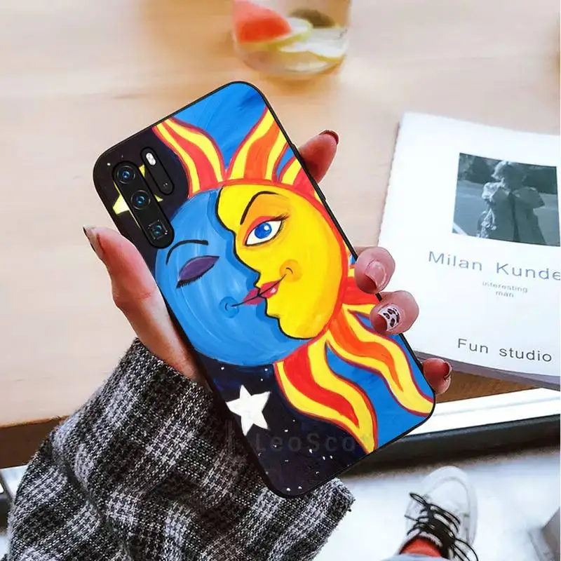 

Funny Sun Moon Face Phone Cases For Huawei honor Mate mate P 10 9X 10i 20 30 40 y7 lite pro p smart 2019