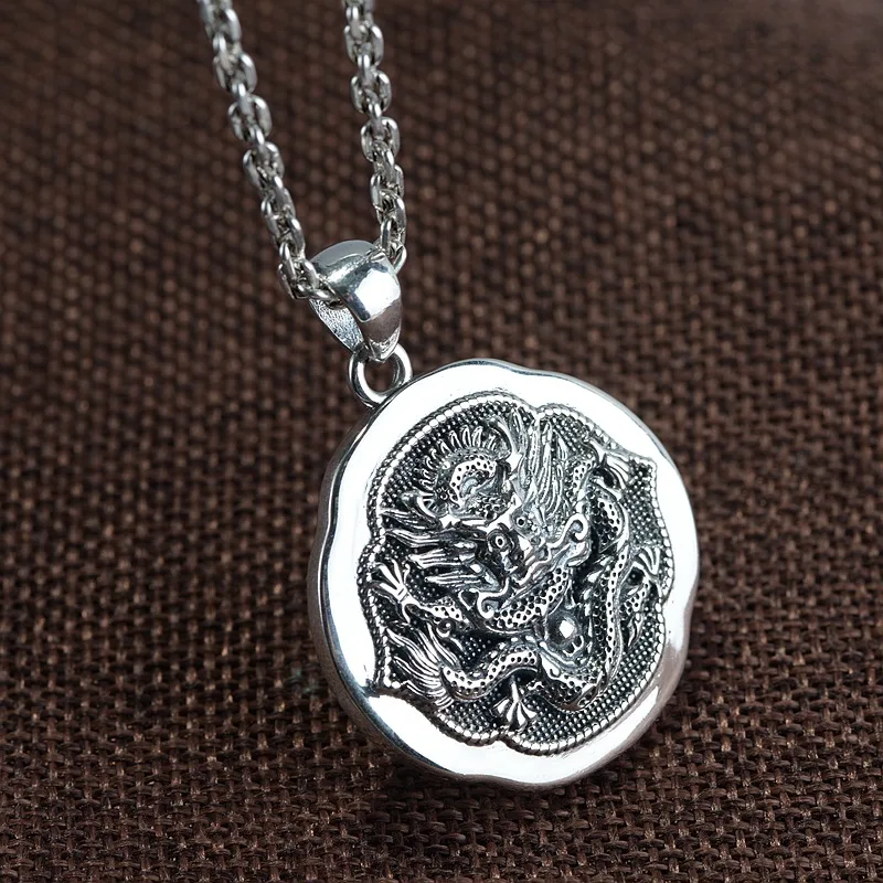 Винтажный кулон из тайского серебра S925 пробы мужская мода резной дракон в стиле