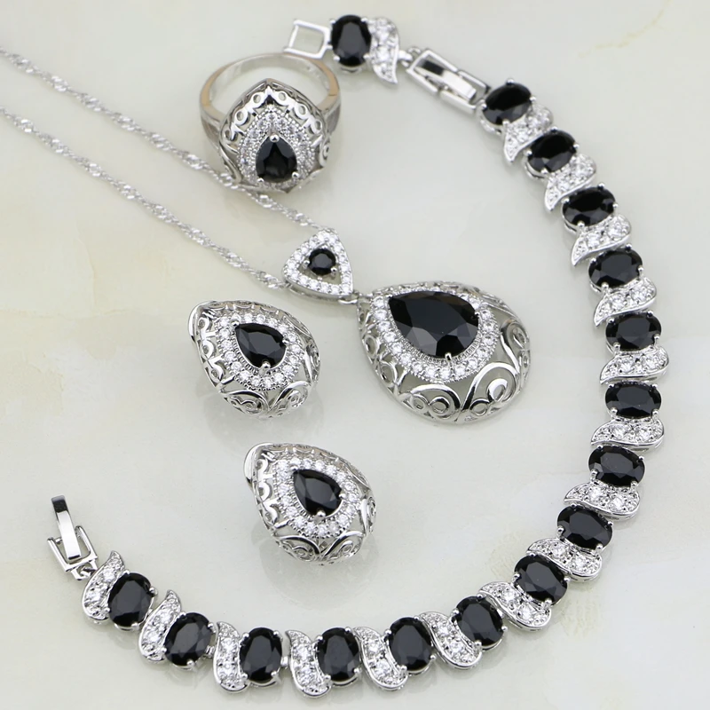 Женский ювелирный комплект из колье и серёг серебра 925 пробы|jewelry sets for women|silver jewelry