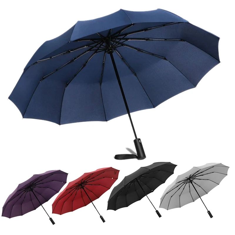 

12 Ribs Handheld Folding Umbrella Windproof Compact Travel,Auto Open/Close Large Rain Umbrellas for Mens Women