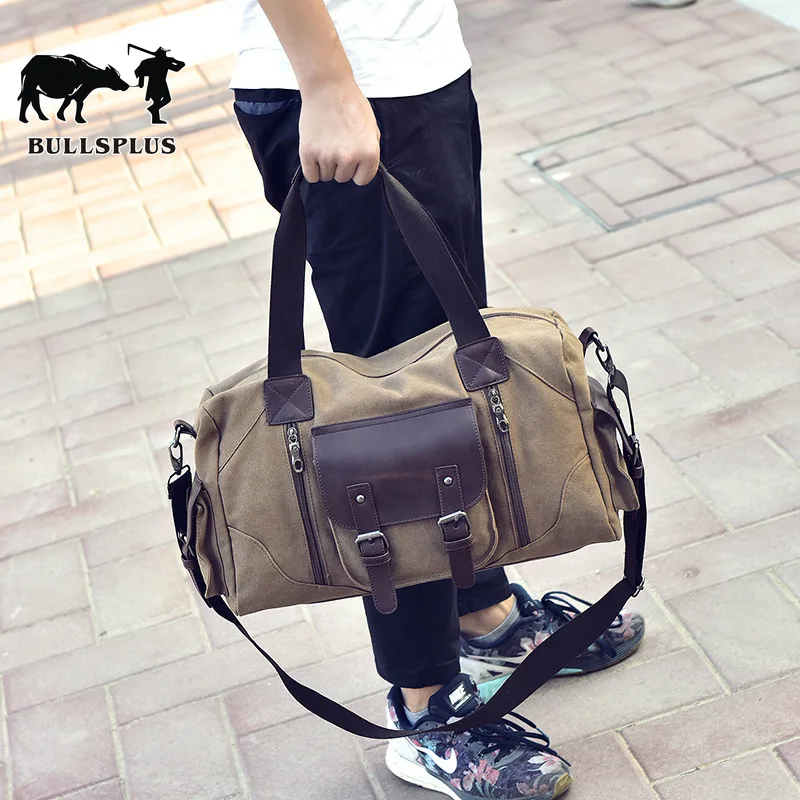 2021 Korean canvas single shoulder bag male long distance travel bag large volume handheld slant girl