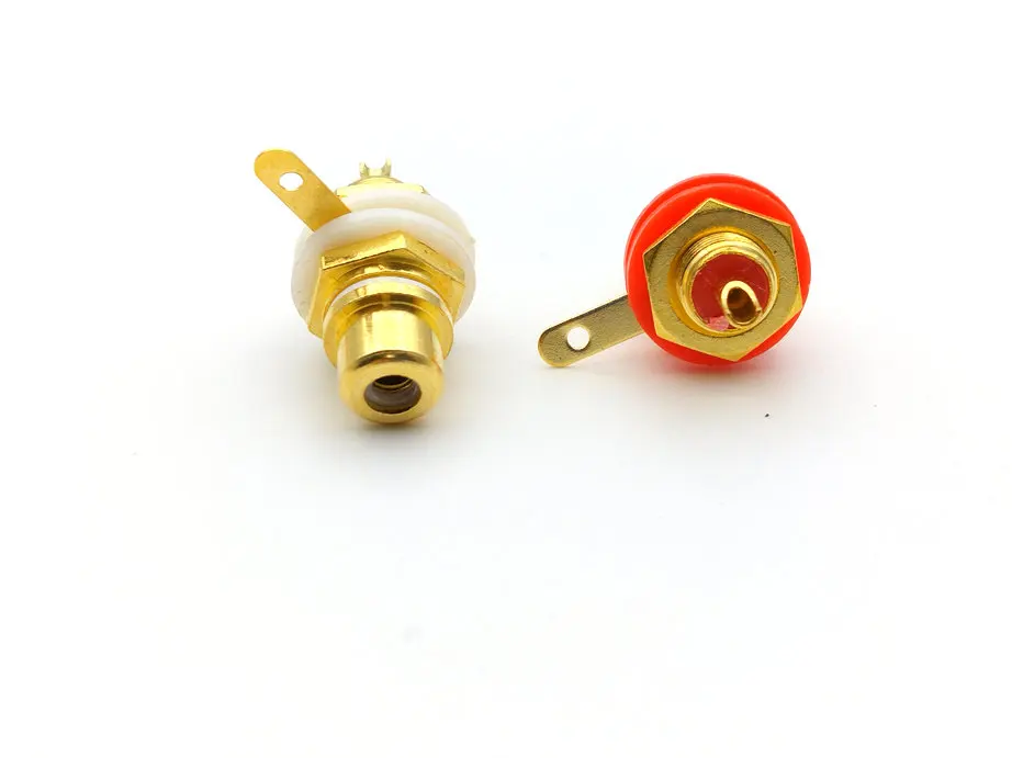 100 шт. Позолоченные гнездовые разъемы RCA для монтажа на панели гнездо шасси