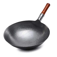 chinese carbon steel wok profession chinese traditional hand hammered carbon steel pow wok with wooden handle and steel helper