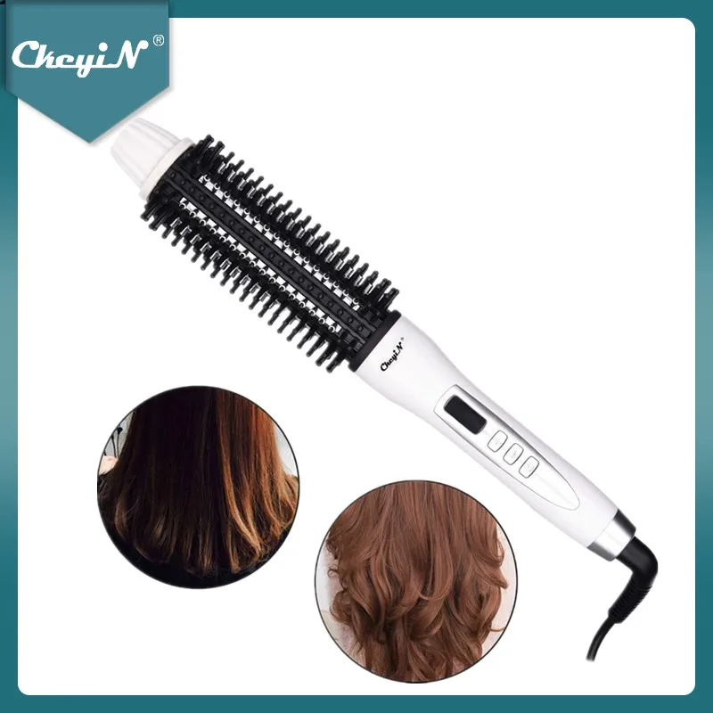 CkeyiN щетка для завивки волос ЖК дисплей 2 в 1 Керамический выпрямитель гребень