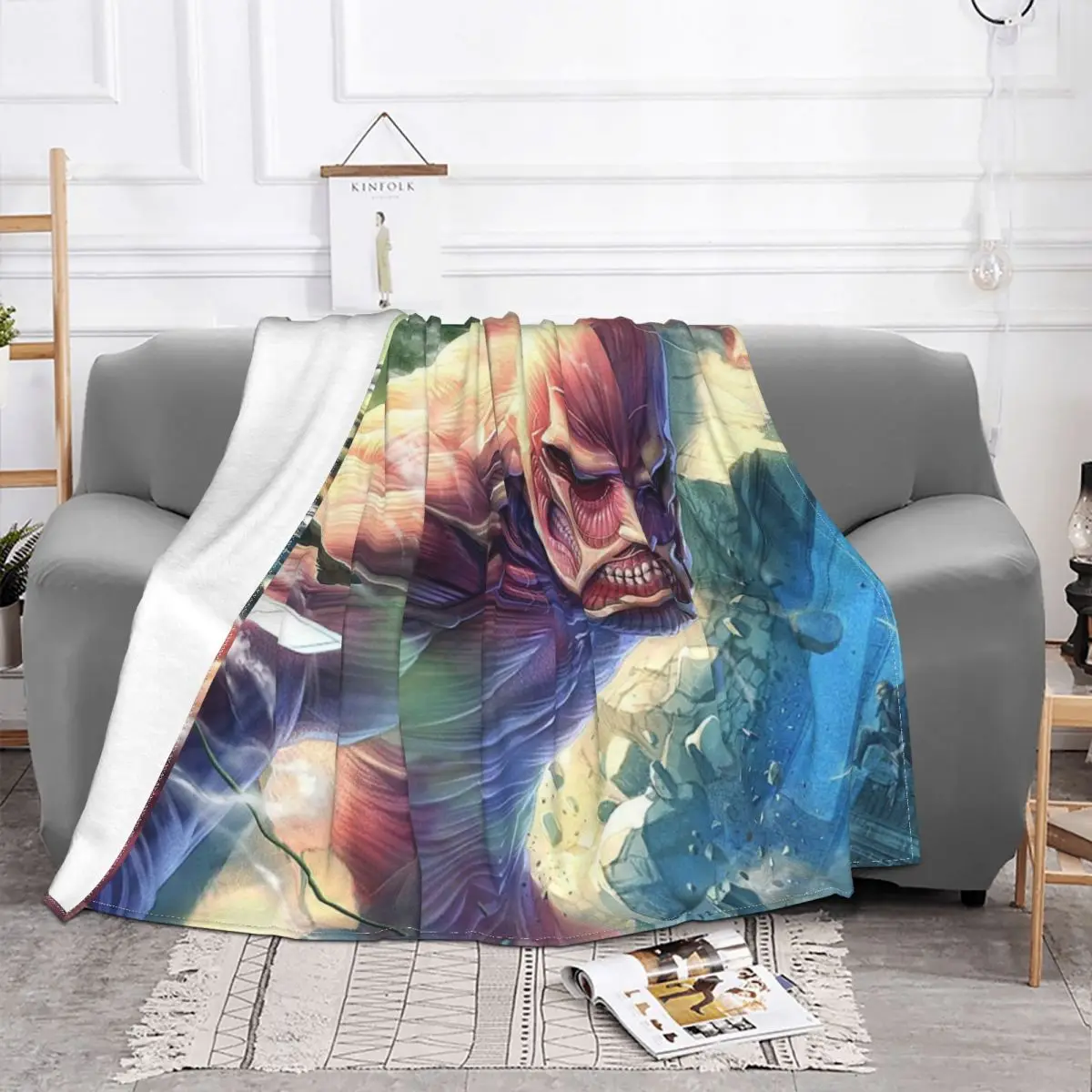 

Attack On Titan AOT Anime Blanket Fleece Printed Portable Throw Blanket for Bedroom Car Bedspread