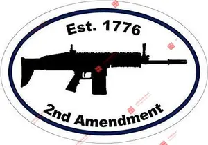 1776 *Second Amendment Firearms Assault Rifle Silhouette Decal Sticker Gift Made In Helmet Motorcycle Bike Bottle Door Window