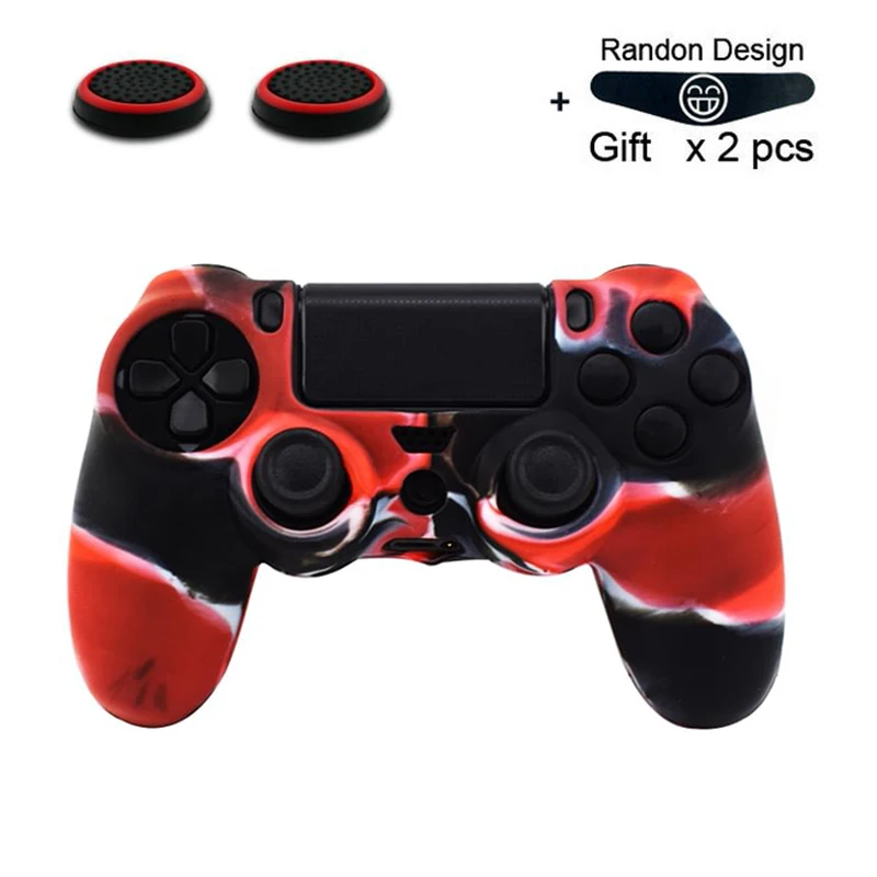 Мягкий гибкий силиконовый чехол, защитный чехол для Playstation 4 PS4 Pro Slim, светодиодный светильник, наклейка, 2 шт., ручка+ светодиодный чехол - Цвет: guise red