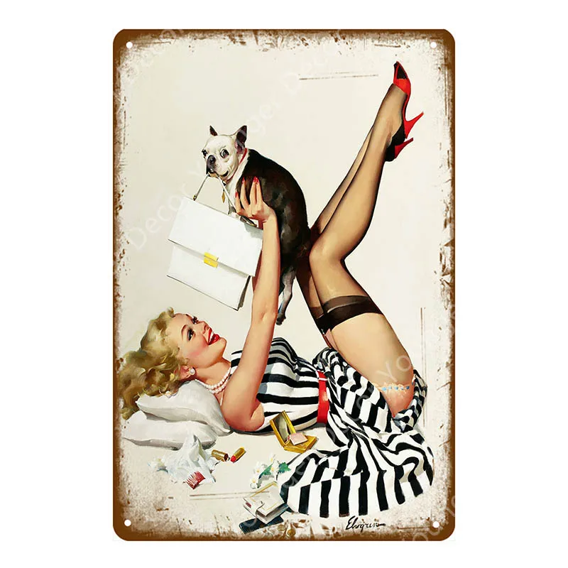 YD3164EI Винтаж ретро сексуальная леди Pin Up девушка живопись оловянные знаки металлический плакат стикер стены бар кофе дом клуб домашний декор YI-076 - Цвет: YD3164EI