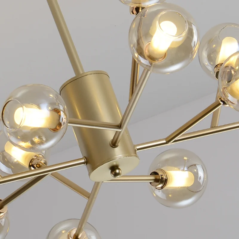 Americano globo lámpara industrial molecular lámpara de hierro negro araña de cristal vintage salón comedor soporte empotrado de LED Luz