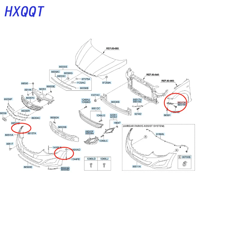 Боковой бампер Кронштейн левый LH правый RH 2011- для HYUNDAI ELANTRA MD OEM 86513-3X000 86514-3X000