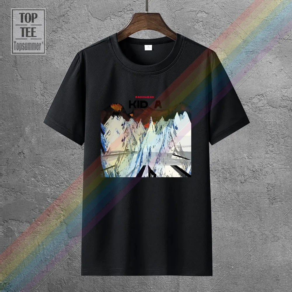 

100% Cotton Letter Printed T Shirts Men'S O Neck Radiohead Kid A Rock Band Short Sleeve Best Friend Shirts