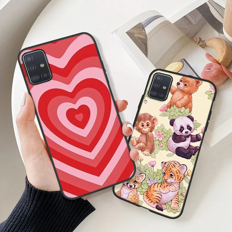 Case For Samsung A51 Cases Silicone Funda Samsung A52S 5G A50 A52 A70 A71 A12 A21S A31 A72 A33 A53 A73 A82 A22 Love Heart Covers
