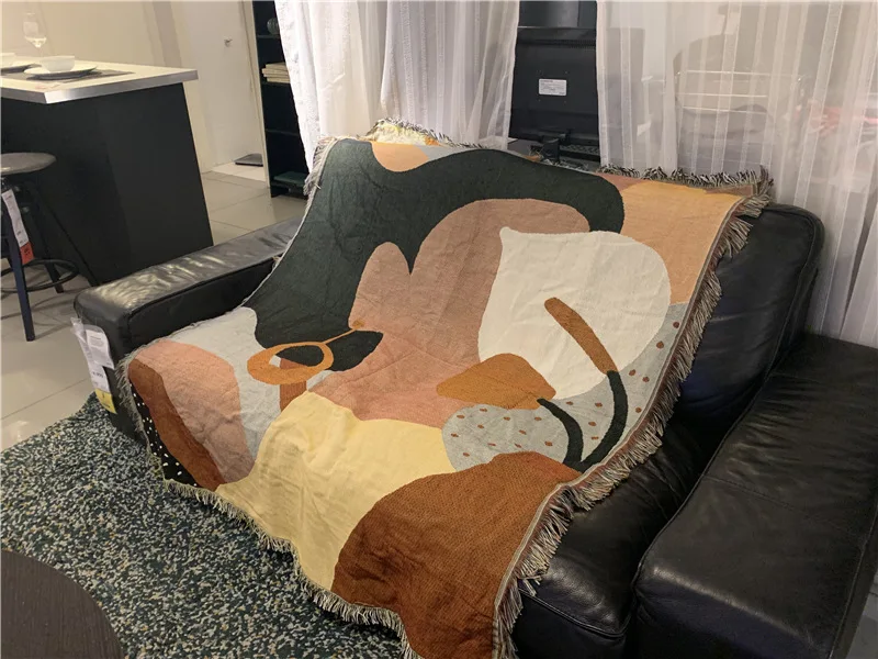 

NORDIC PERSONALITY CREATIVE EARRING GIRL THROW BLANKET BACKGROUND WALL TAPESTRY SOFA COVERS DUST COVER TURKISH INS BED BLANKETS
