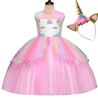 2019 girl unicorn peng rainbow princess childrens birthday christmas girls dress wedding dress party dress