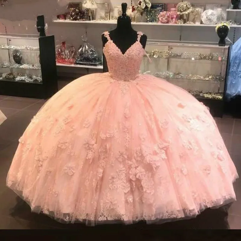 

2020 Coral Quinceanera Clothes Ballgown With Spaghetti Carrier Applique Sweet 15 16 Vestido Debutante De Festa Sparkle