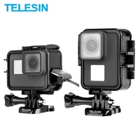 telesin vertical horizontal frame housing case with charger port quick release buckle tripod mount for gopro hero 5 6 7 black