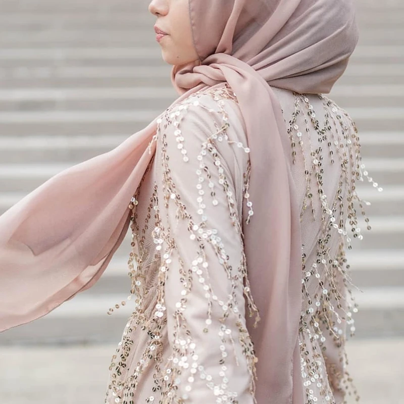 Пайетки Abaya турецкие платья хиджаб мусульманское платье Дубай женское Caftan