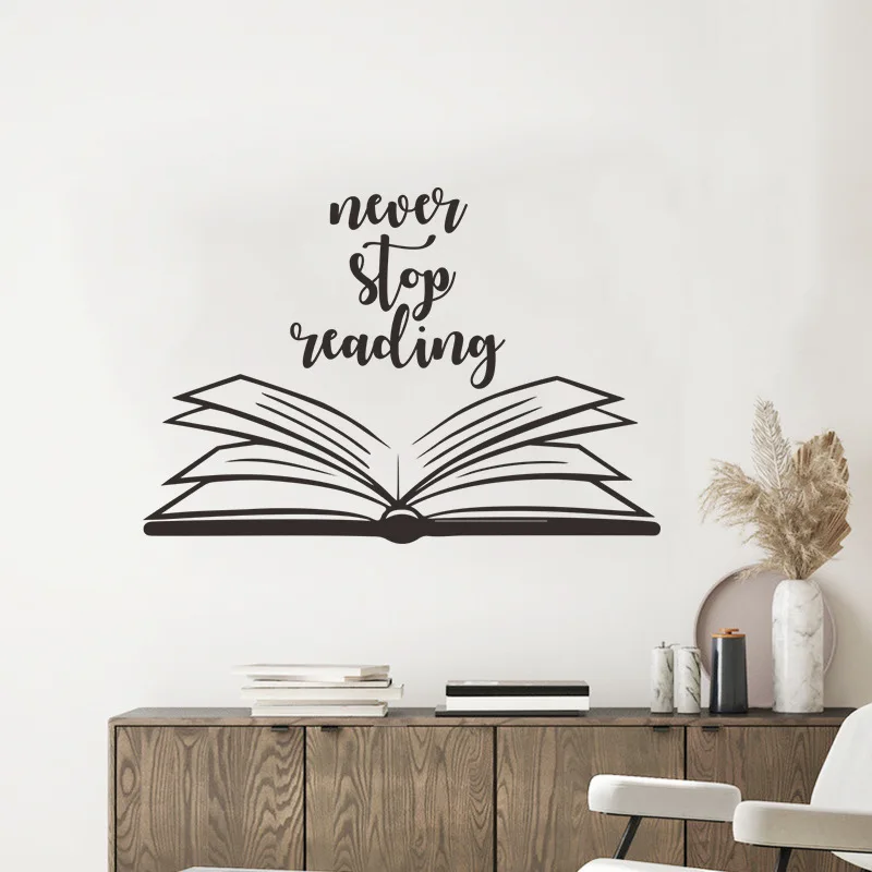 

English Slogans Wall Stickers Dormitory Layout Poster Bedroom Decor DIY Never Stop Reading Study Wall Decals Room Decoration