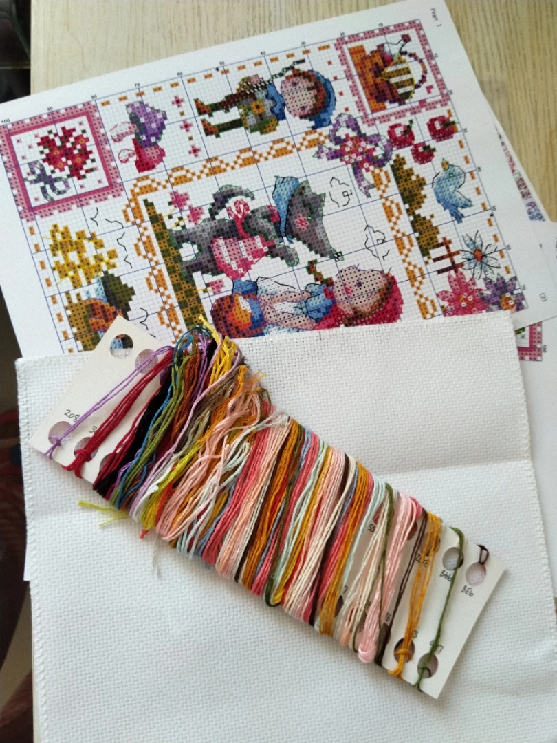 HH MM Counted Cross Stitch Kit Fan blowing a fan Handmade Needlework For Embroidery 14ct Bird wreath | Дом и сад