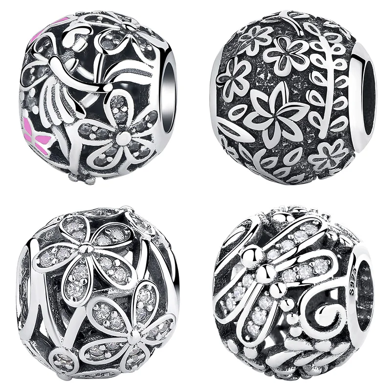 Дизайнерский браслет из стерлингового серебра 925 пробы с плавающими бусинами