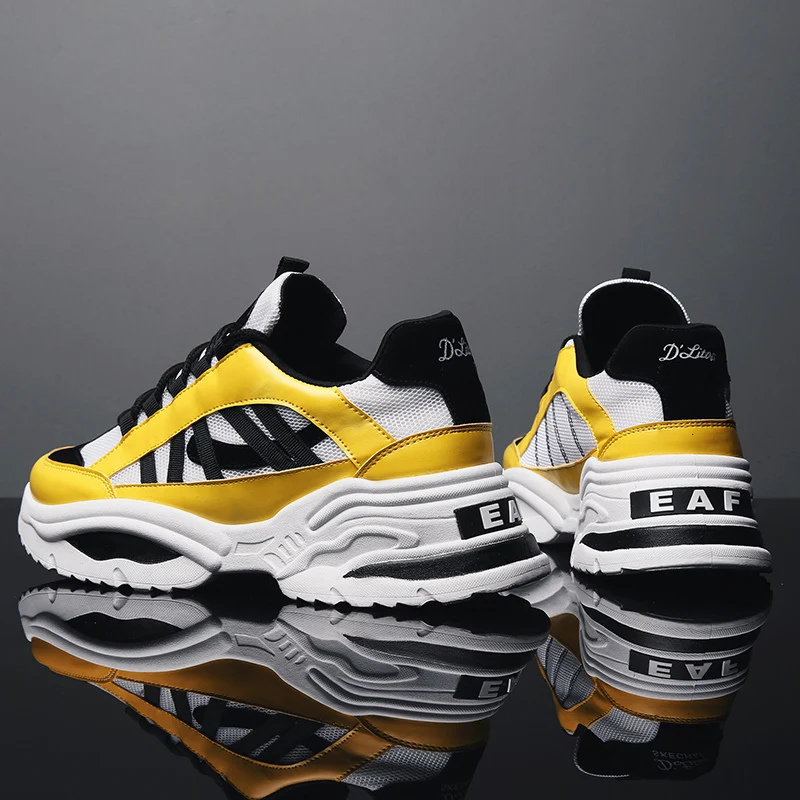 Стильные дизайнерские беговые кроссовки мужские желтые для бега легкая