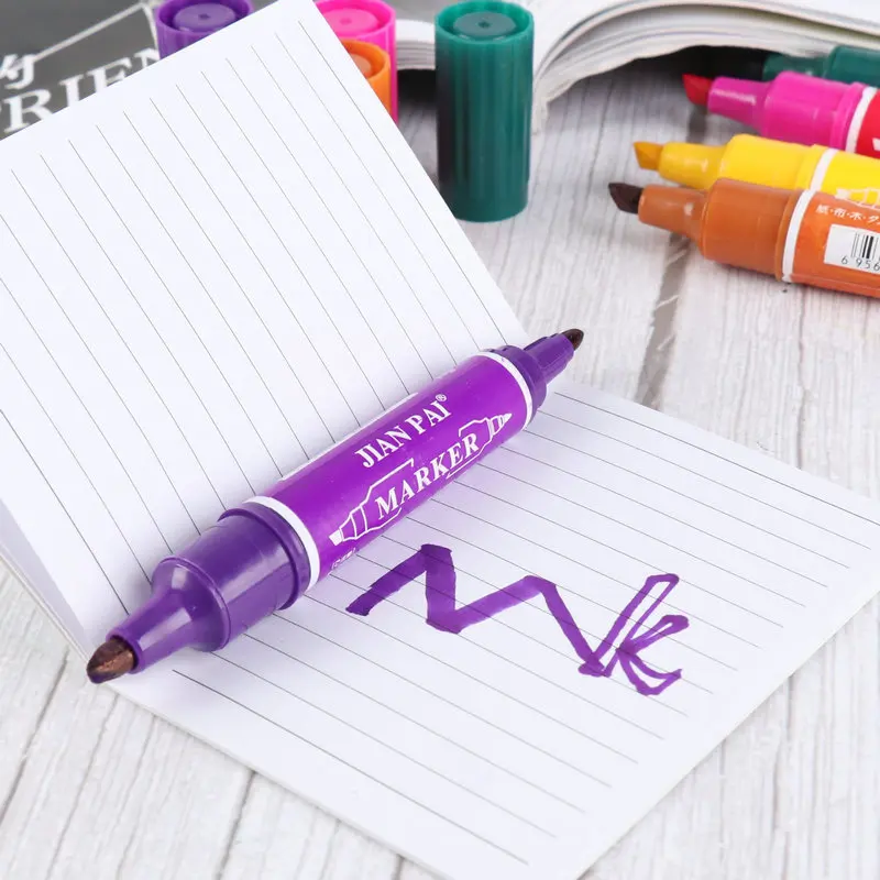 Маркеры с двумя головками 8/12 цветные маркеры белыми полосками для офисных и