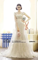 free shipping 2014 new hot vestido de noiva cap sleeve marriage romantic princess lace crysal mermaid bridal gown wedding dress