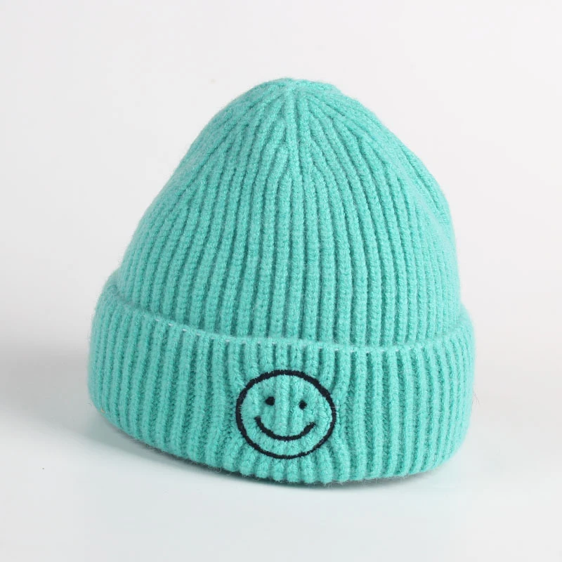 New Fashion Embroidered Smile Hat Toddler Children Hats For Boys Girls Knitted Infant Baby Winter Thick Kids Cute 0-6Y | Детская одежда