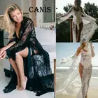 Женское длинное кимоно с блестками, кружевной кардиган, шифоновая блузка, пляжный топ